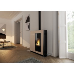 Soba pe peleti PALAZZETTI Ecofire Ecofire Michelle 8, dimensiuni 89 x 32 x 112 cm - 140 kg, culoare otel caffe latte