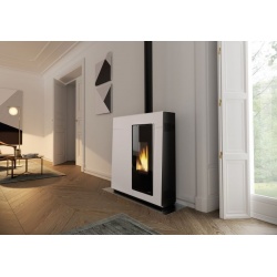 Soba pe peleti PALAZZETTI Ecofire Ecofire Michelle 8, dimensiuni 89 x 32 x 112 cm - 140 kg, culoare otel alb