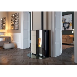 Soba pe peleti PALAZZETTI Ecofire Ecofire Twiggy 10, dimensiuni 90 x 36 x 113 cm - 140 kg, culoare otel caffe latte