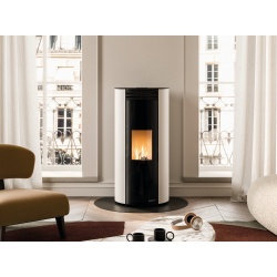 Soba pe peleti PALAZZETTI Ecofire Ecofire Emily 6, dimensiuni 53 x 53 x 110 cm - 99 kg, culoare otel alb