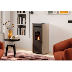 Soba pe peleti PALAZZETTI Ecofire Flo 6, dimensiuni 53 x 49 x 97 cm - 90 kg, culoare otel caffe latte