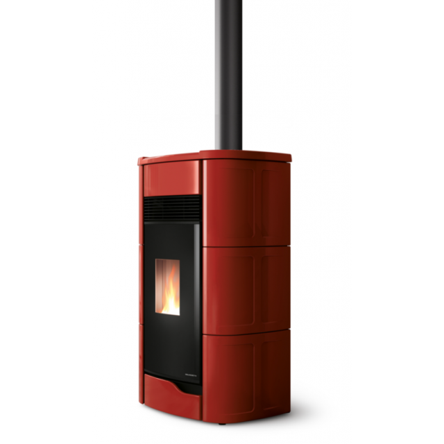 Soba pe peleti PALAZZETTI Ecofire ANNA 12 US Pro3, dimensiuni 61x54x119 cm- 190 kg, culoare ceramica burgundy