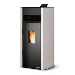 Soba pe peleti PALAZZETTI Ecofire Bianca Lux 9, dimensiuni 56 x 55 x 120 cm - 183 kg, culoare otel alb