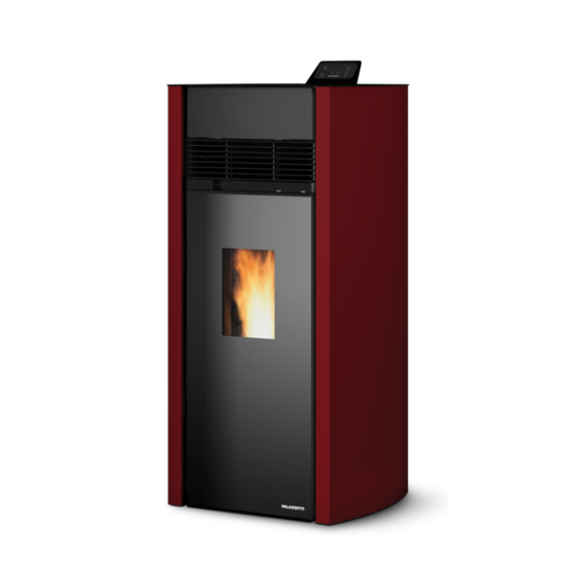 Soba pe peleti PALAZZETTI Ecofire Bianca Lux 9 Pro2, dimensiuni 56 x 55 x 120 cm - 183 kg, culoare otel rosu
