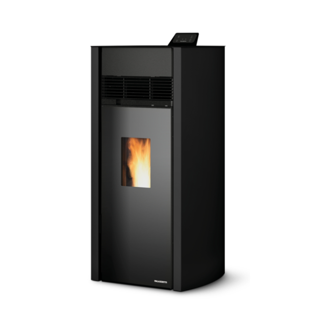 Soba pe peleti PALAZZETTI Ecofire Bianca Lux 12, dimensiuni 56 x 55 x 120 cm - 183 kg, culoare otel negru