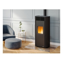 Soba pe peleti PALAZZETTI Ecofire CLELIA 12 US Pro2, dimensiuni 59 x 60 x 122 cm - 160 kg, culoare otel negru