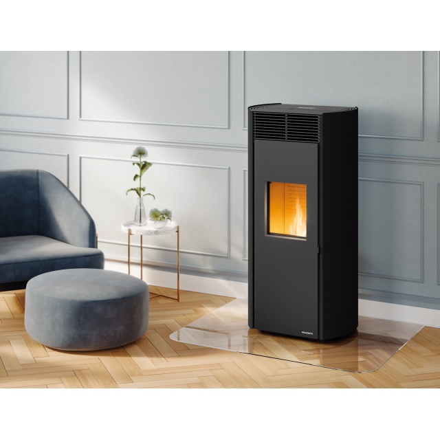 Soba pe peleti PALAZZETTI Ecofire CLELIA TC 9 Pro2, dimensiuni 59 x 52 x 122 cm - 150 kg, culoare otel negru