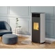 Soba pe peleti PALAZZETTI Ecofire CLELIA TC 9 Pro2, dimensiuni 59 x 52 x 122 cm - 150 kg, culoare otel alb