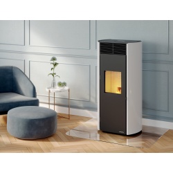 Soba pe peleti PALAZZETTI Ecofire CLELIA TC 13, dimensiuni 59 x 52 x 122 cm - 150 kg, culoare otel alb