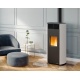 Soba pe peleti PALAZZETTI Ecofire CLELIA TC 9 US, dimensiuni 59 x 60 x 122 cm - 160 kg, culoare otel alb