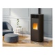 Soba pe peleti PALAZZETTI Ecofire CLELIA TC 12 US, dimensiuni 59 x 60 x 122 cm - 160 kg, culoare otel moka