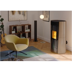 Soba pe peleti PALAZZETTI Ecofire Lilibet 13, dimensiuni 64 x 58 x 122 cm - 195 kg, culoare ceramica caffe latte