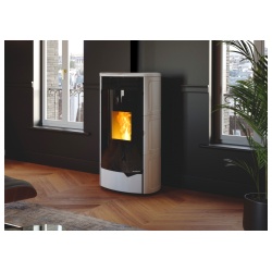 Soba pe peleti PALAZZETTI Ecofire NADINE US 12, dimensiuni 62 x 68 x 125 cm - 190 kg, culoare ceramica alb mat