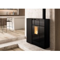 Soba pe peleti hidroventilata PALAZZETTI TIFFANY IDRO V13 TC US, dimensiuni 101 x 36 x 116 cm - 248 kg, culoare otel negru