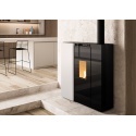 Soba pe peleti hidroventilata PALAZZETTI TIFFANY IDRO V13 TC US, dimensiuni 101 x 36 x 116 cm - 248 kg, culoare otel alb