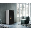 Soba pe peleti cu apa PALAZZETTI Dadò 10 TC, dimensiuni 62 x 62 x 134 cm - 225 kg, culoare otel alb