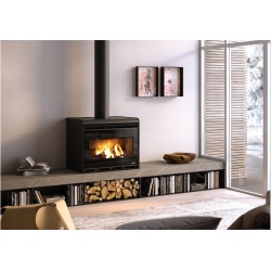 Soba pe lemne PALAZZETTI Asia 70, dimensiuni 64 x 52 x 58 cm - 160 kg, culoare otel negru