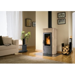Soba pe lemne PALAZZETTI Elisa, dimensiuni 58 x 50 x 106 cm - 160 kg, culoare ceramica beige