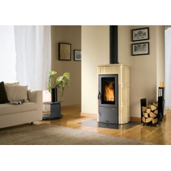 Soba pe lemne PALAZZETTI Elisa, dimensiuni 58 x 50 x 106 cm - 160 kg, culoare ceramica galben-sahara