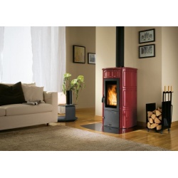Soba pe lemne PALAZZETTI Elisa, dimensiuni 58 x 50 x 106 cm - 160 kg, culoare ceramica bugundy