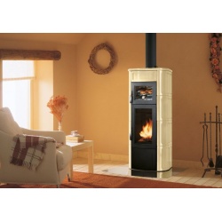 Soba pe lemne cu cuptor PALAZZETTI Elisa, dimensiuni 60 x 52 x 140 cm - 180 kg, culoare ceramica galben-sahara