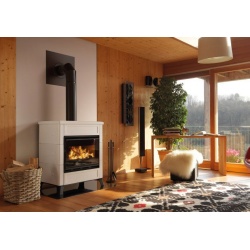Soba pe lemne PALAZZETTI Elsa New, dimensiuni 80 x 56 x 100 cm - 225 kg, culoare ceramica beige