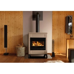 Soba pe lemne PALAZZETTI Elsa New, dimensiuni 80 x 56 x 100 cm - 225 kg, culoare ceramica caffe latte