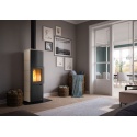 Soba pe lemne cu stocare a aerului PALAZZETTI Eva S, dimensiuni 44 x 45 x 150 cm - 230 kg, culoare ceramica alba