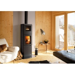 Soba pe lemne cu cuptor PALAZZETTI Eva S, dimensiuni 44 x 45 x 150 cm - 230 kg, culoare otel antracit