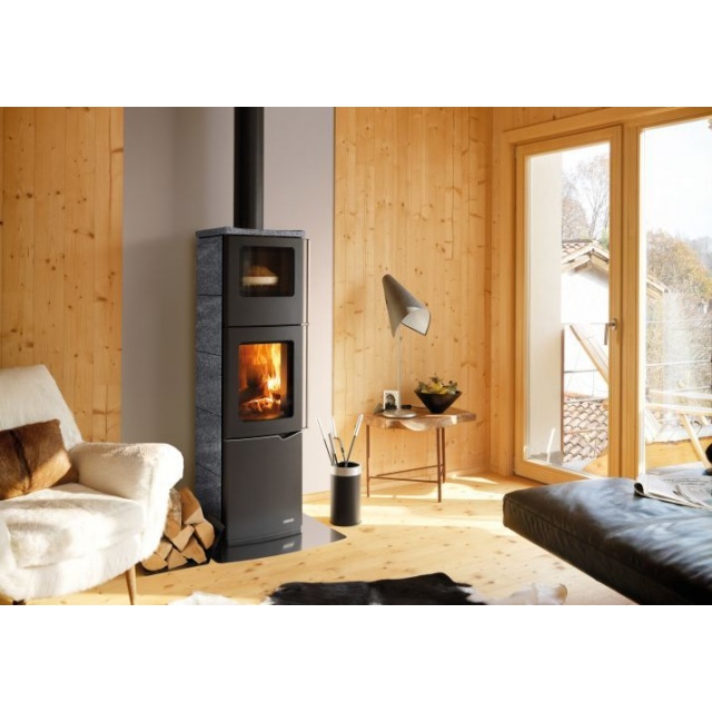 Soba pe lemne cu cuptor PALAZZETTI Eva S, dimensiuni 44 x 45 x 150 cm - 230 kg, culoare piatra naturala