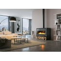 Soba pe lemne PALAZZETTI Iki 16:9, dimensiuni 114 x 54 x 66 cm - 278 kg, culoare otel negru
