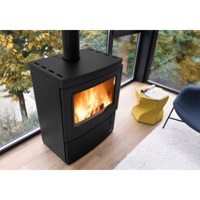 Soba pe lemne din fonta PALAZZETTI Nicole, dimensiuni 78 x 50 x 95 cm - 260 kg, culoare negru