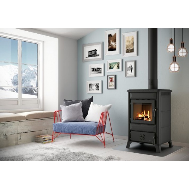 Soba pe lemne PALAZZETTI Oscar, dimensiuni 57 x 57 x 92 cm - 145 kg, culoare antracit