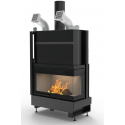 Semineu pe lemne PALAZZETTI WTX 90F N19, dimensiuni 113 x 61 x 172 cm - 375 kg, colt sticla dreapta