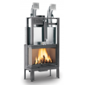 Semineu pe lemne PALAZZETTI MX 64 R, dimensiuni 74 x 55 x 145 cm - 160 kg, versiune cu colț de sticlă în dreapta