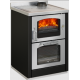 Sobă pe lemne cu cuptor DE MANINCOR Domino MAXI D6, dimensiuni 60x60x86 cm, culoare negru cu usi inox