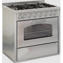 Aragaz cu 5 zone pe gaz sau electric cu cuptor DE MANINCOR GD9, dimensiuni 90x60x86 cm, culoare otel inoxidabil