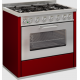 Aragaz cu 5 zone pe gaz sau electric cu cuptor DE MANINCOR GD9, dimensiuni 90x60x86 cm, culoare rosu cu usi din inox