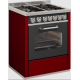 Aragaz cu 4 zone pe gaz cu cuptor multifuncțional DE MANINCOR GD7, dimensiuni 70x60x86 cm, culoare rosu cu usi negre