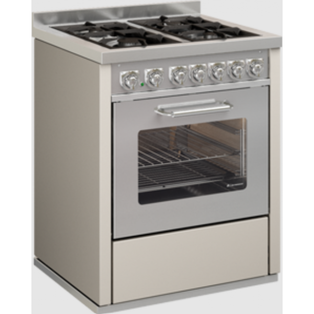 Aragaz cu 4 zone electric cu cuptor multifuncțional DE MANINCOR GD7, dimensiuni 70x60x86 cm, culoare ivory cu usi din inox