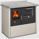 Sobă pe lemne cu cuptor DE MANINCOR E90, dimensiuni 90x60x86 cm, culoare ivory cu usi negre