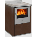 Sobă pe lemne cu cuptor DE MANINCOR E60, dimensiuni 60x60x86 cm, culoare maro cu usi din inox