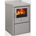 Sobă pe lemne cu cuptor DE MANINCOR E60, dimensiuni 60x60x86 cm, culoare otel inoxidabil