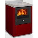 Sobă pe lemne cu cuptor DE MANINCOR E60, dimensiuni 60x60x86 cm, culoare rosu cu usi negre