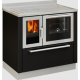 Sobă pe lemne cu cuptor DE MANINCOR F90, dimensiuni 90x60x86, culoare negru cu usi din inox