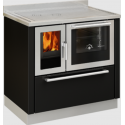 Sobă pe lemne cu cuptor DE MANINCOR F90, dimensiuni 90x60x86, culoare negru cu usi din inox