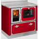 Sobă pe lemne cu cuptor DE MANINCOR F90, dimensiuni 90x60x86, culoare rosu cu usi din inox