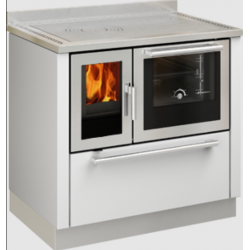 Sobă pe lemne cu cuptor DE MANINCOR F90, dimensiuni 90x60x86, culoare otel inoxidabil