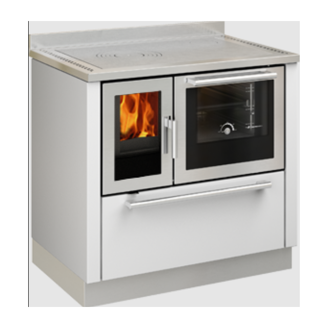 Sobă pe lemne cu cuptor DE MANINCOR F90, dimensiuni 90x60x86, culoare otel inoxidabil