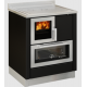 Sobă pe lemne cu cuptor DE MANINCOR F70, dimensiuni 70x60x86 cm, culoare negru cu usi din inox
